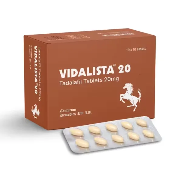 Vidalista 20 mg tadalafil tablets packaging